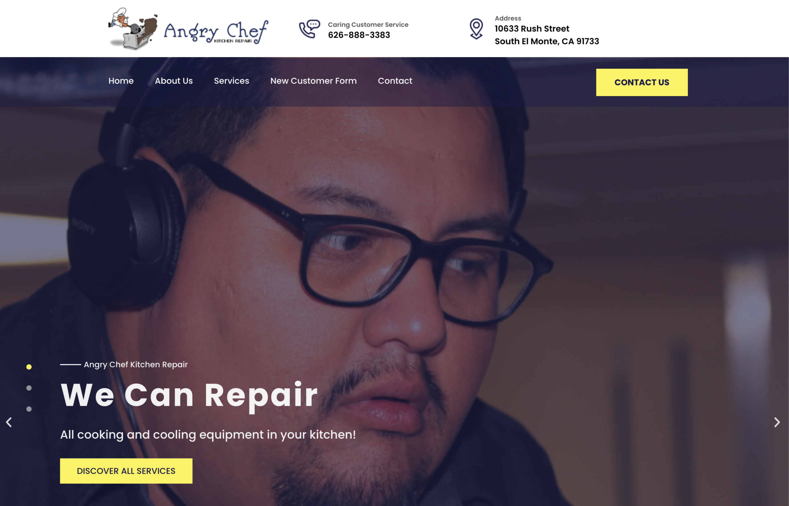 Angry Chef Kitchen Repair — homepage screenshot
