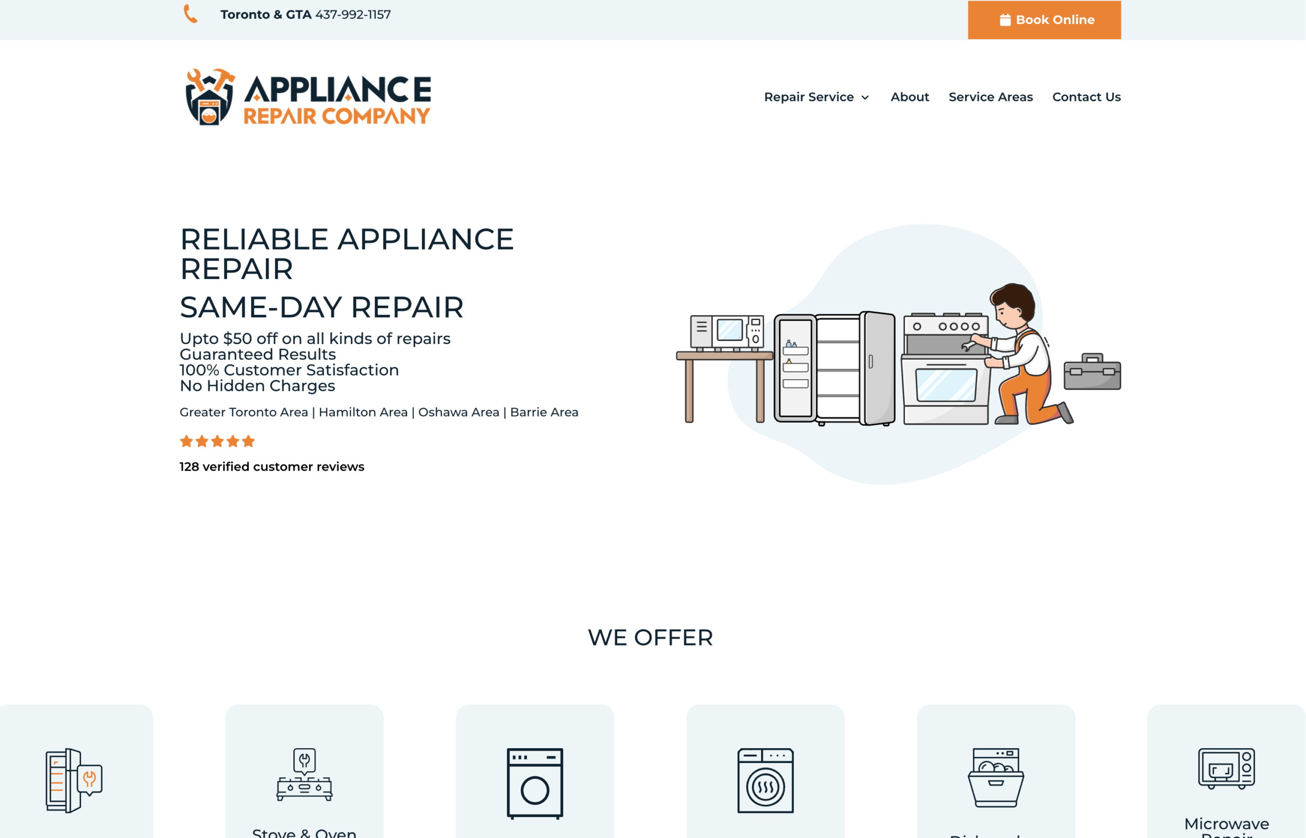 Appliance Repair Company — homepage screenshot