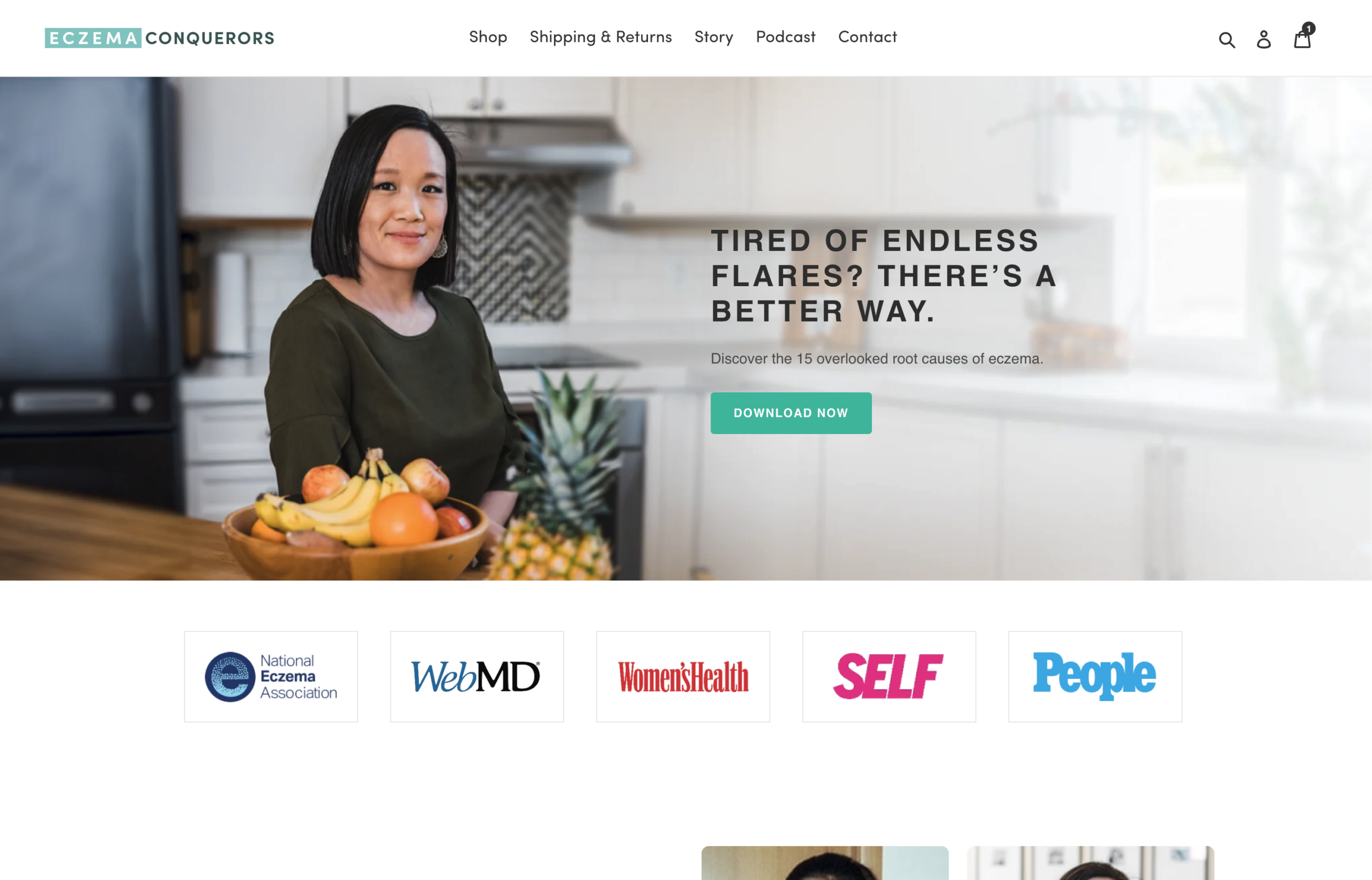 Eczema Conquerors — homepage screenshot
