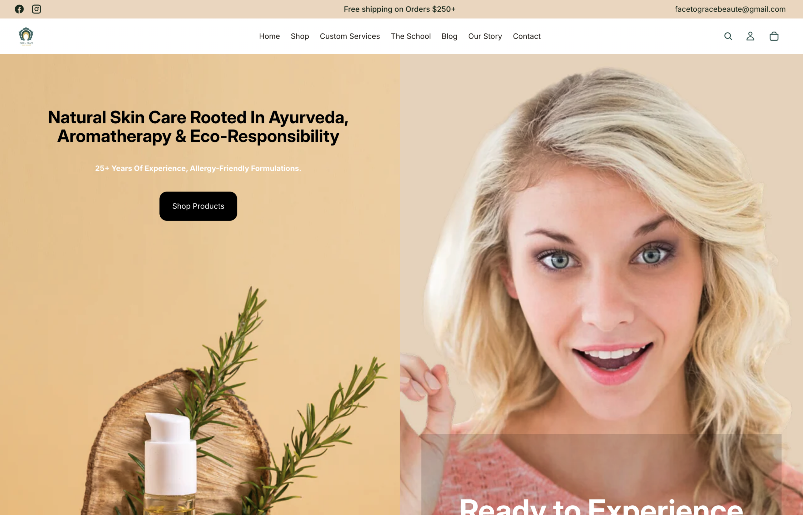 Face to Grace Beauté — homepage screenshot