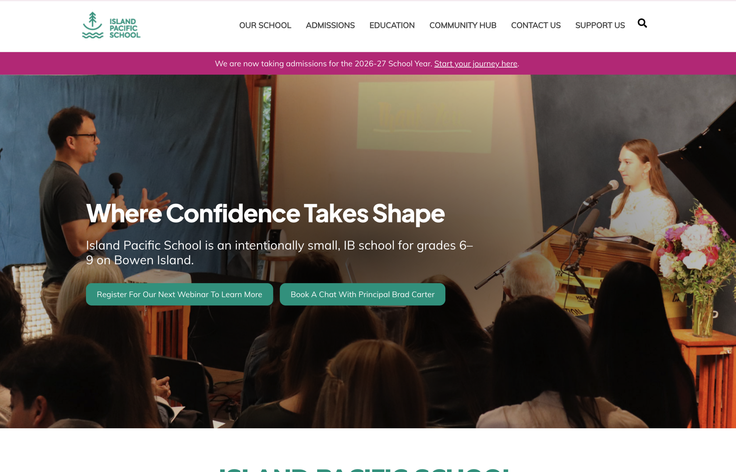 Island Pacific School — homepage screenshot