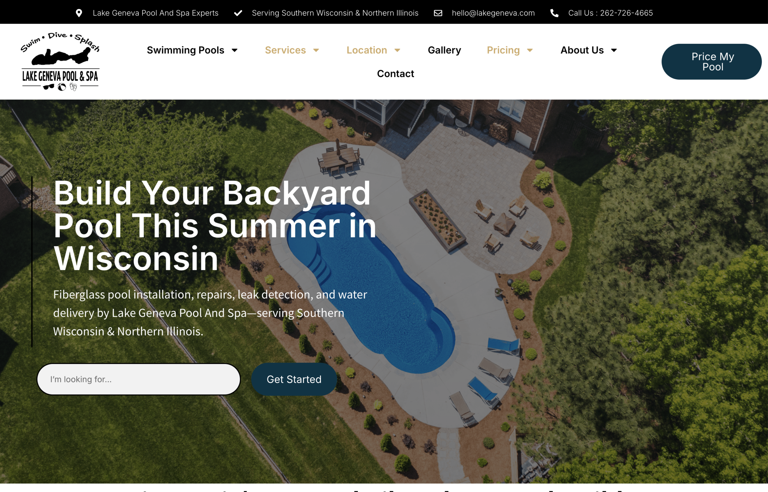 Lake Geneva Pool & Spa — homepage screenshot