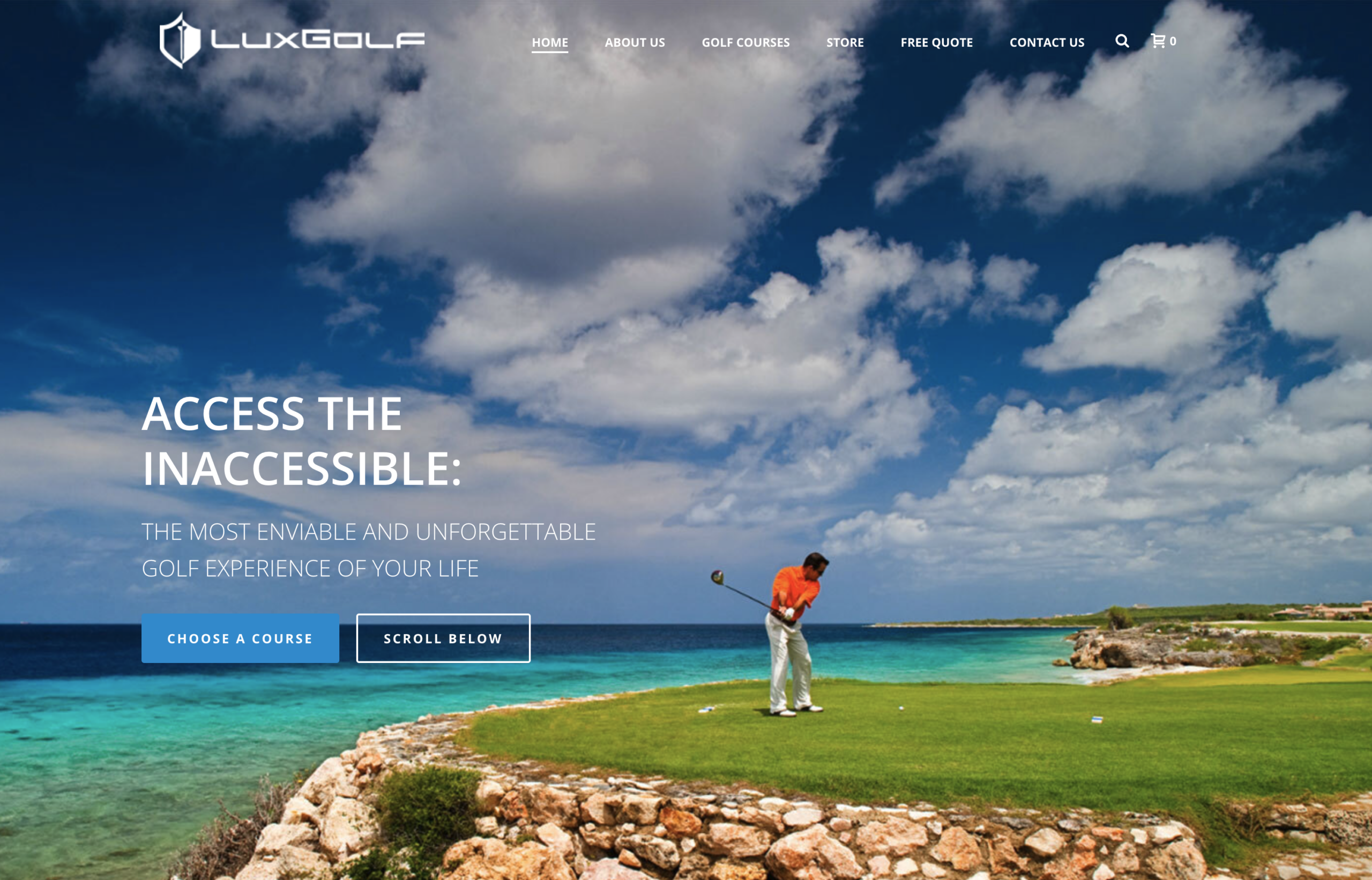 LuxGolf — homepage screenshot